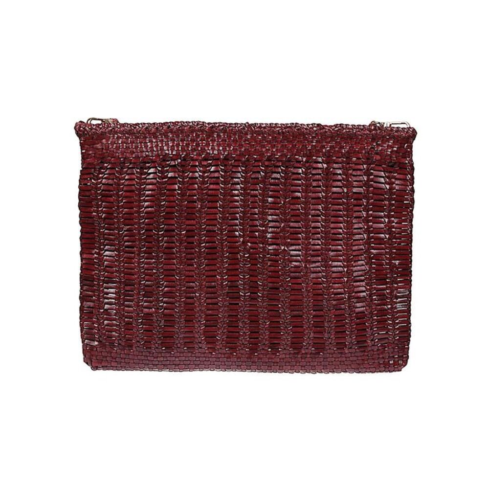 VIPERA Woven Leather Clutch Bag Women BORDEAUX Handbags